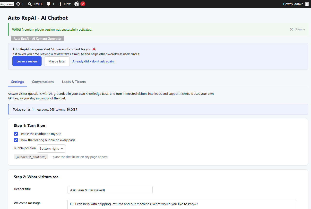 Chatbot administration
