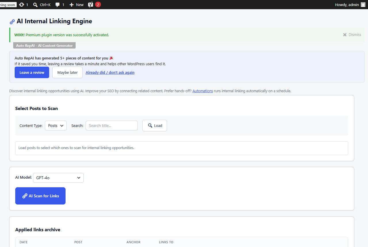 The Internal Linker with the applied-links archive